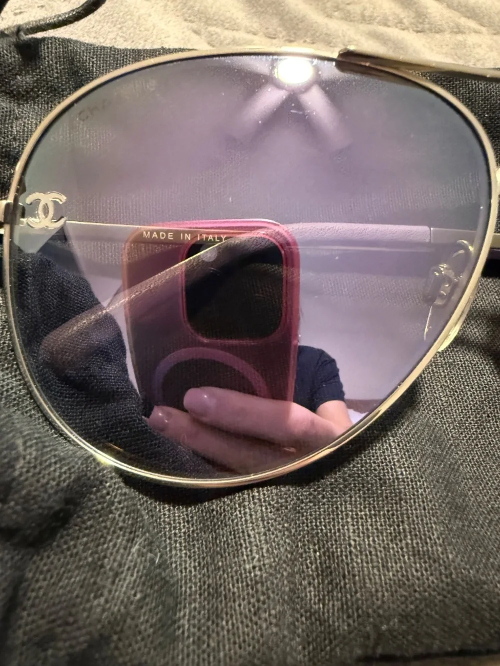 CHANEL 4189-T-Q c.124/25 Aviator Sunglasses Silver Purple Mirrored 59-14 135